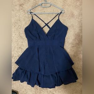 Navy blue ruffle romper